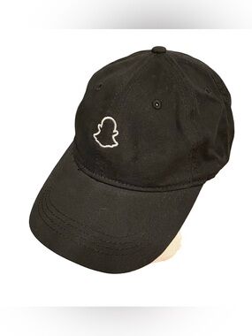 Black Baseball Cap with White Ghost Logo SnapChat